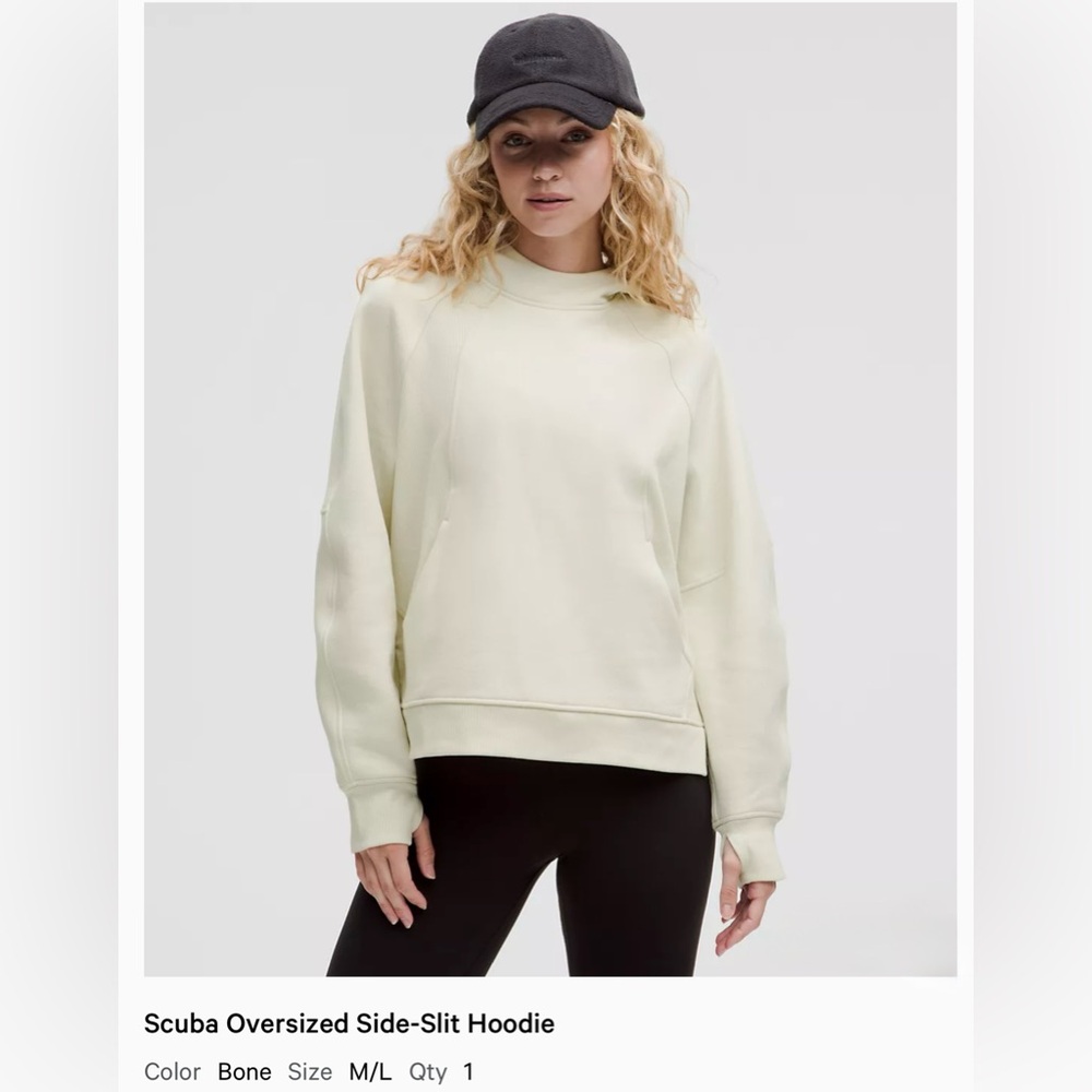 NWT Lululemon Scuba Oversized Side Slit Hoodie Bone, M/L